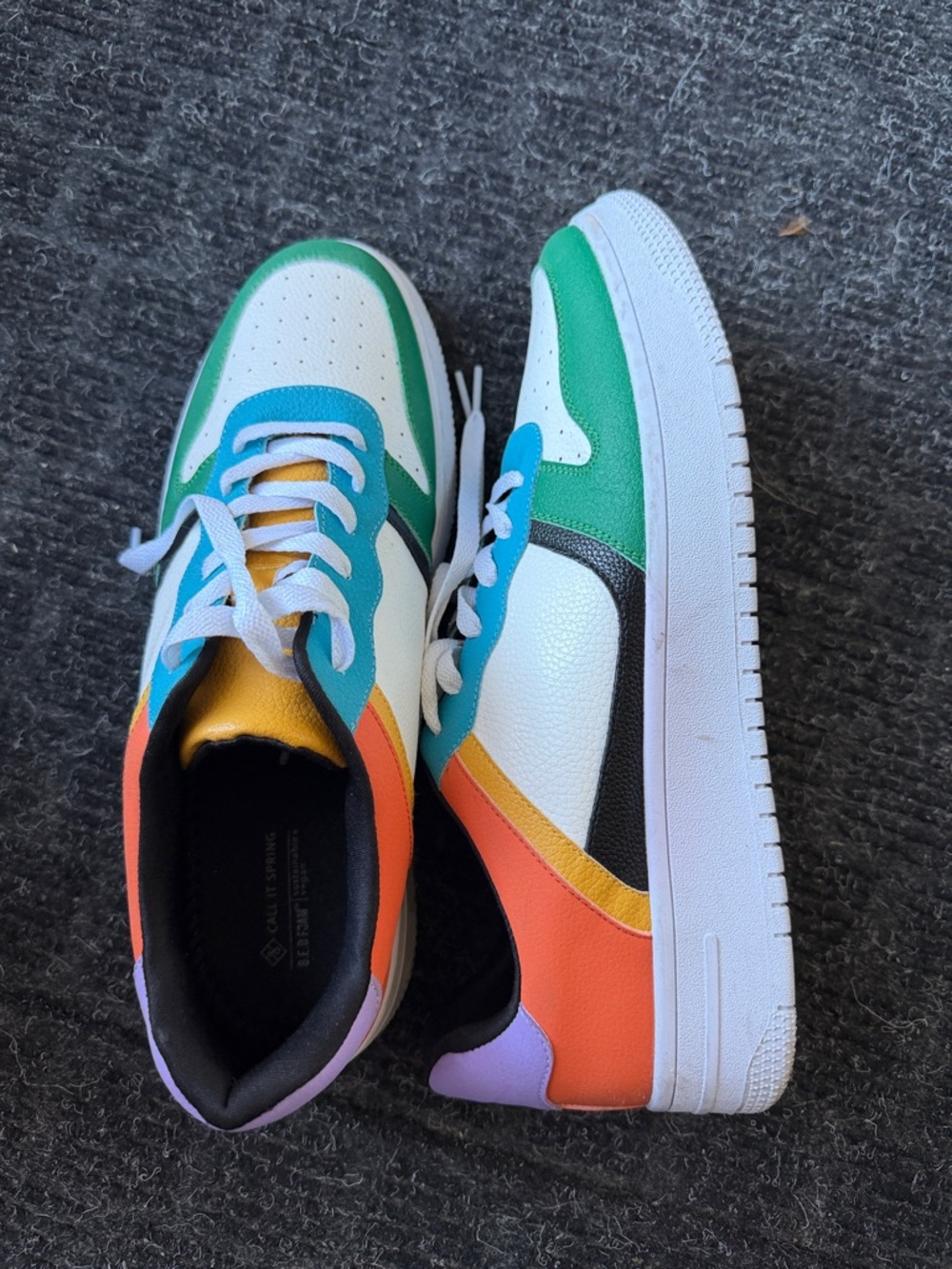 Aldo Multicolor Men's Sneakers - White, Green & Orange